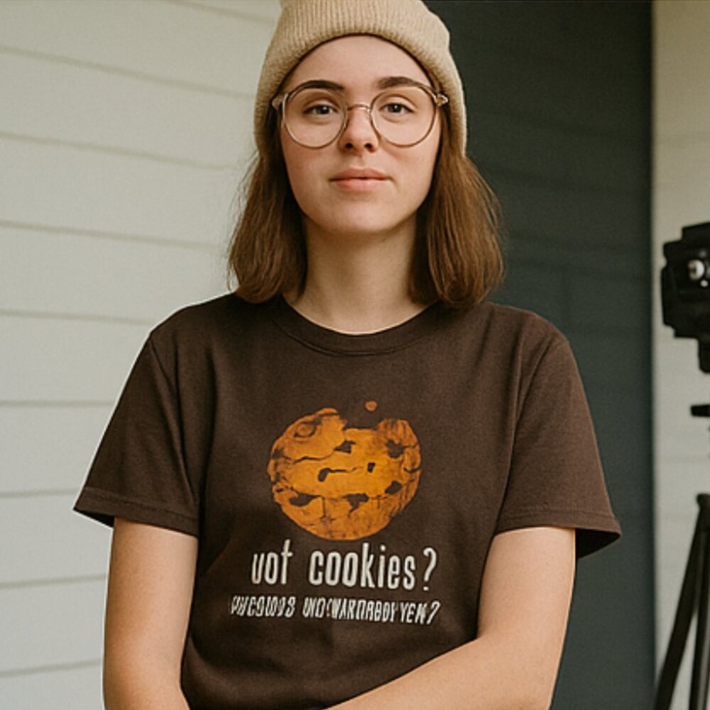 Brown Graphic T-Shirt Got Cookies Seriously Do You Have Any Adult Small by CACox